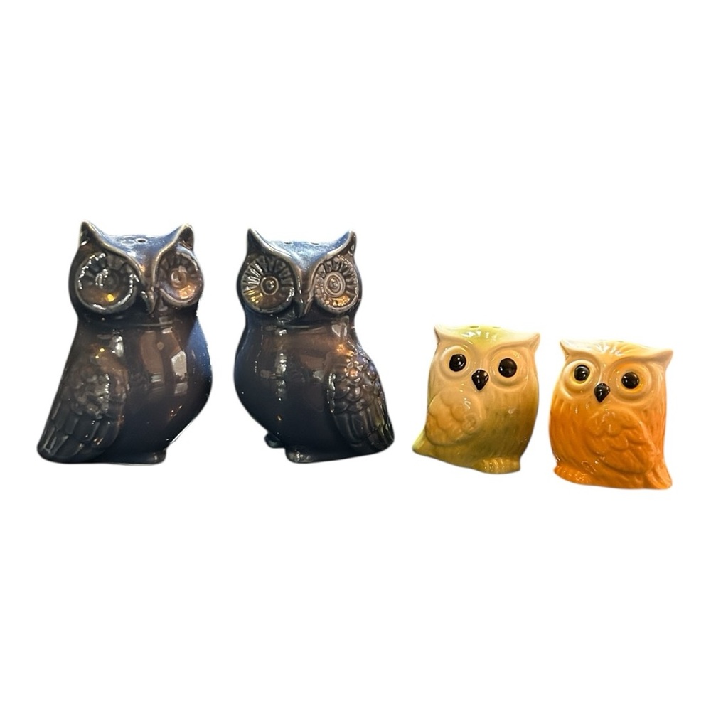 Set of 2 Ceramic Owl Salt and Pepper Shakers
